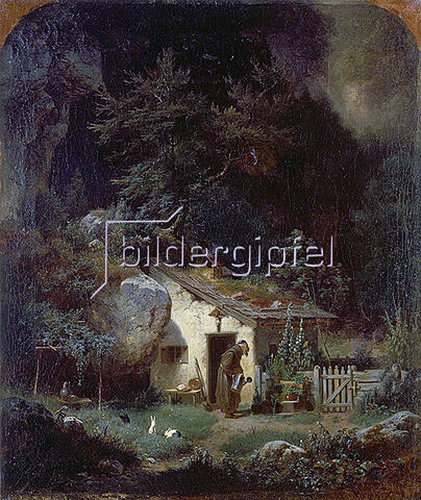 Carl
                      Spitzweg_Eremit_Bluemn gieend 1841